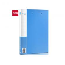 得力(deli)A4金属双强力夹硬文件夹 大容量试卷收纳资料夹诗朗诵签约夹板 P05302蓝色